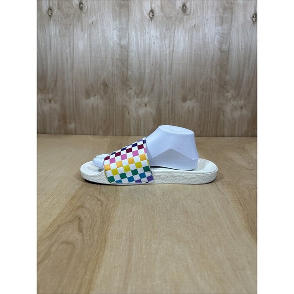 Vans Range Slides Wom 11 Multi Color Rainbow Check Flip flops - Picture 5 of 8